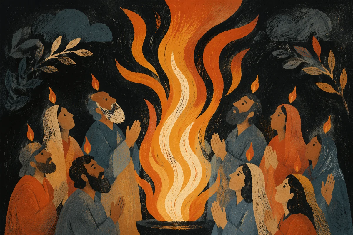 Pentecost Flames Moved by Holy Spirit Wind