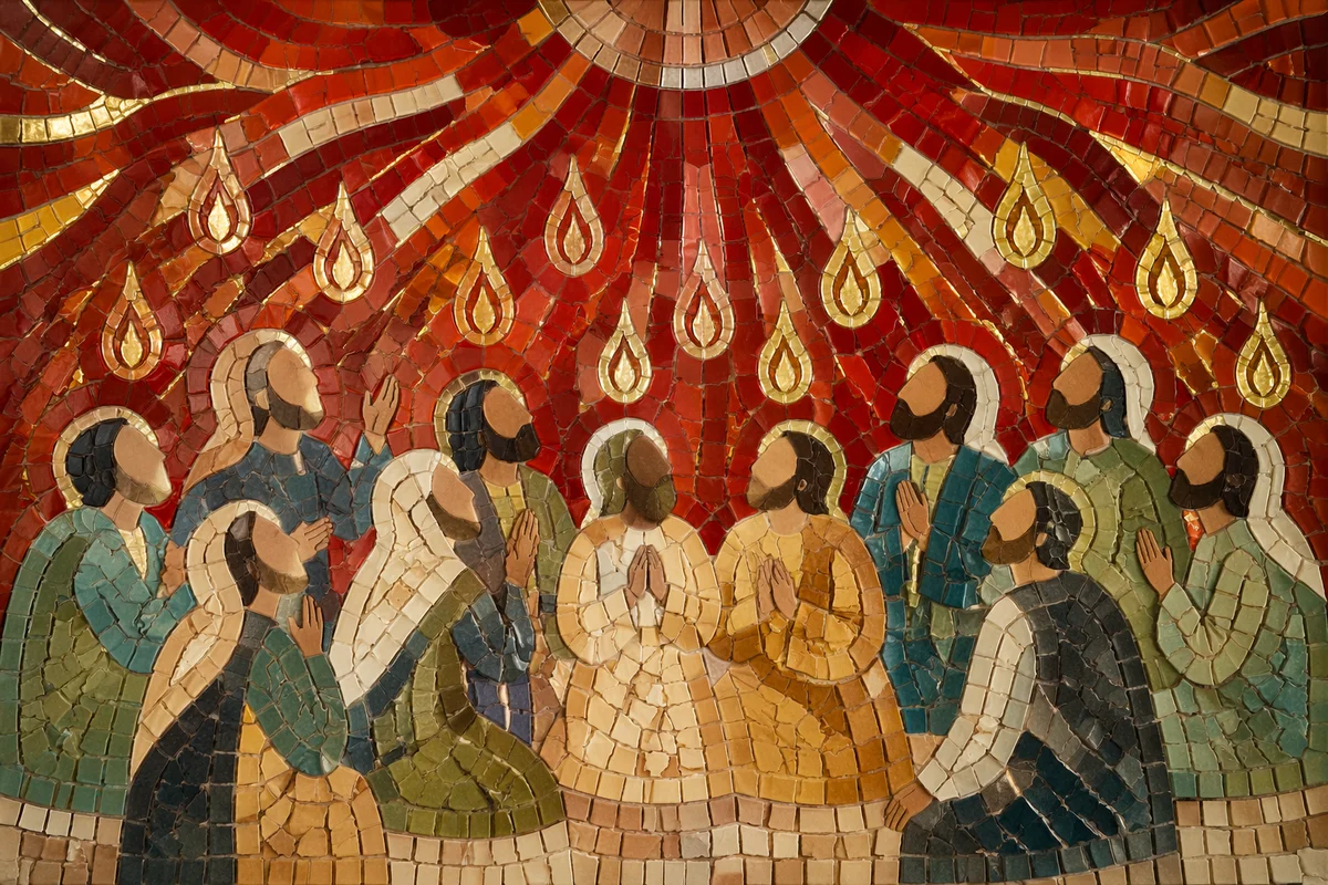 Pentecost Flames and Rushing Wind Mosaic