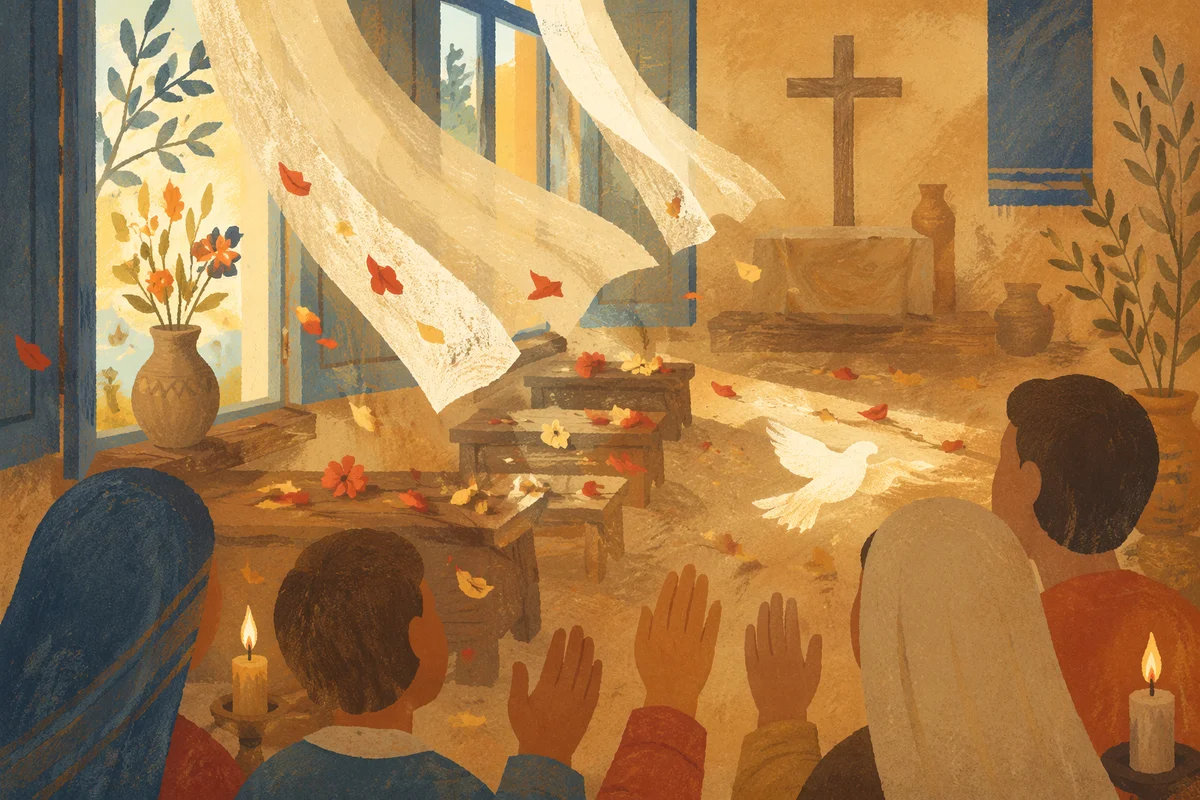 Pentecost Breeze in a Wooden Chapel