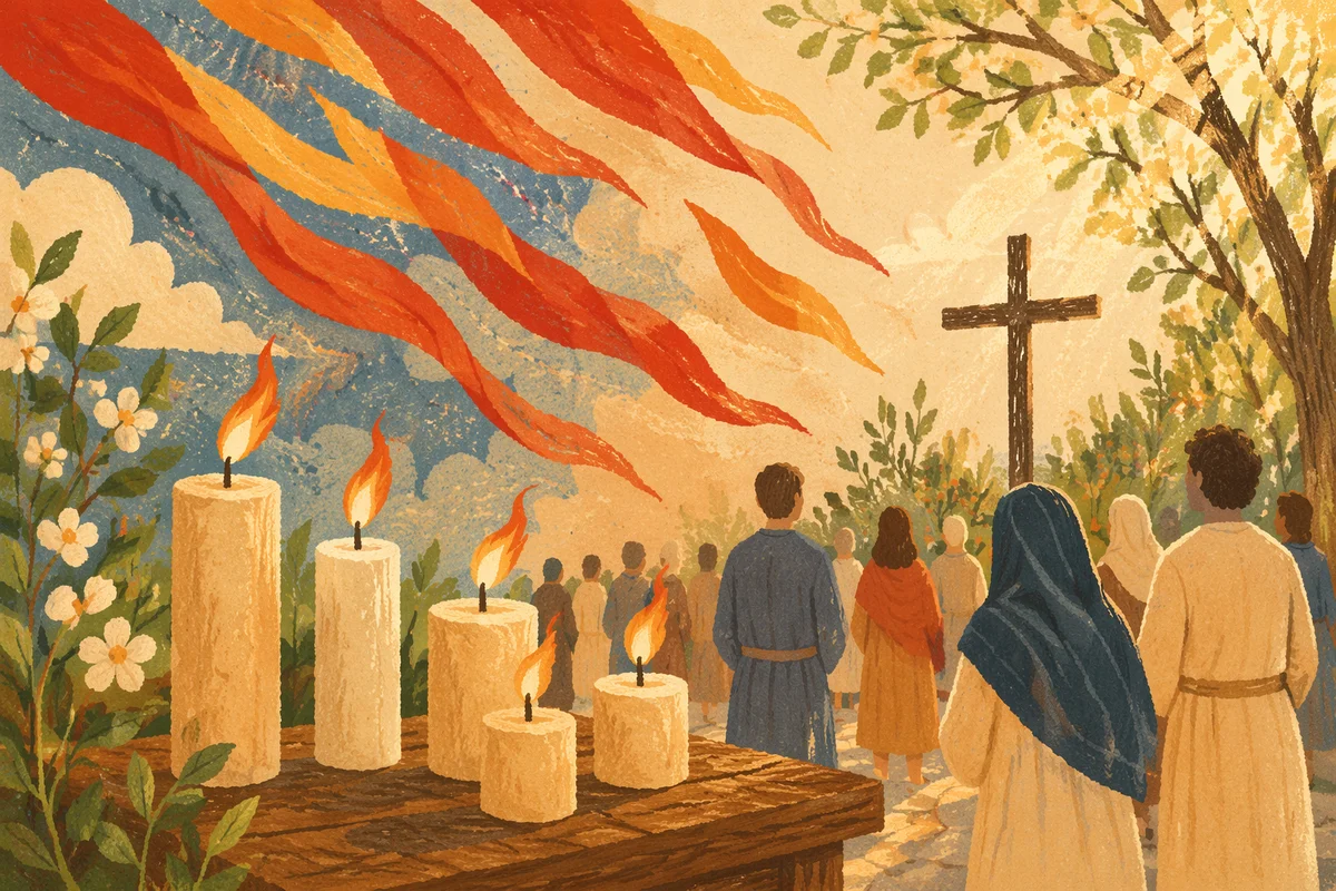 Pentecost Candles and Holy Spirit Flames