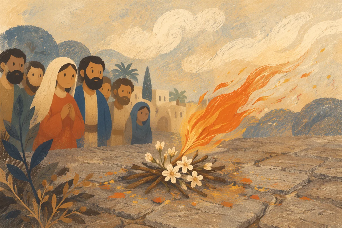 Pentecost Flame in Wind on Stone