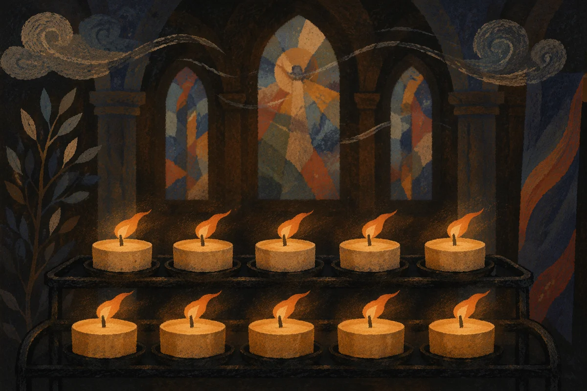 Pentecost Candle Flames in Sacred Stillness