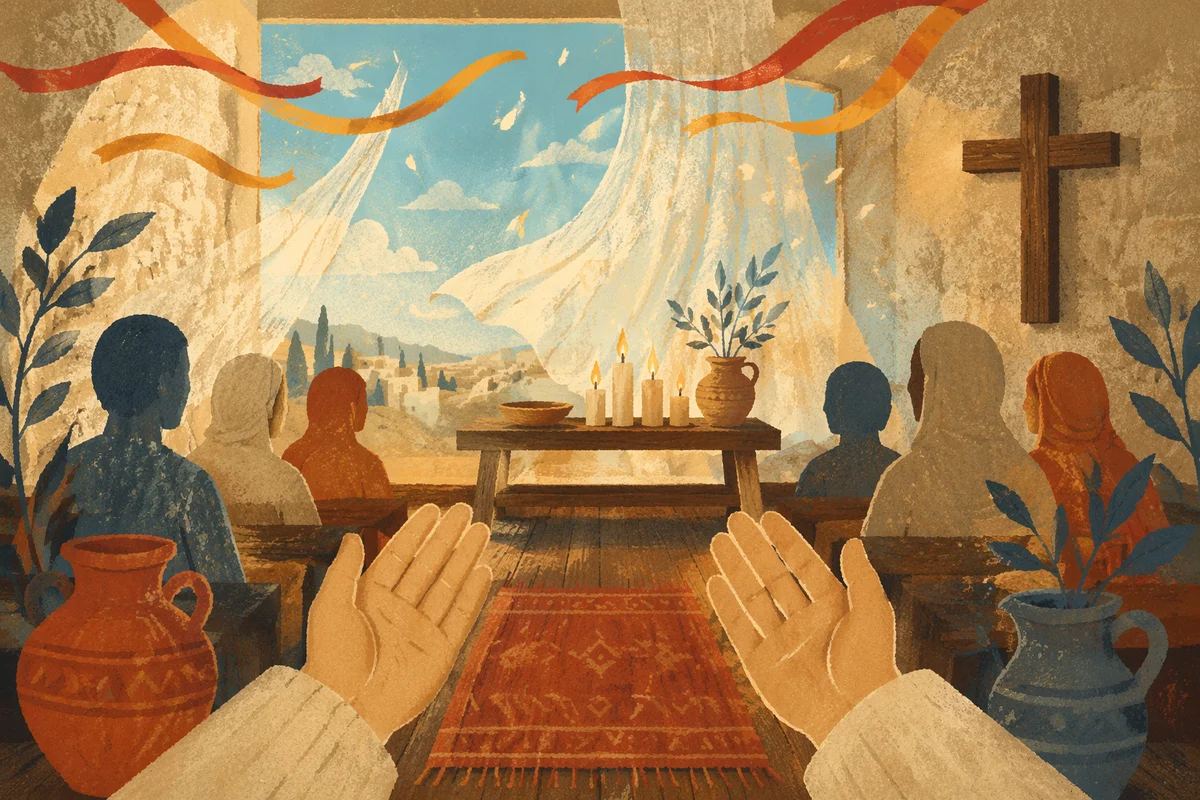 Pentecost Wind and Flames in Wooden Chapel