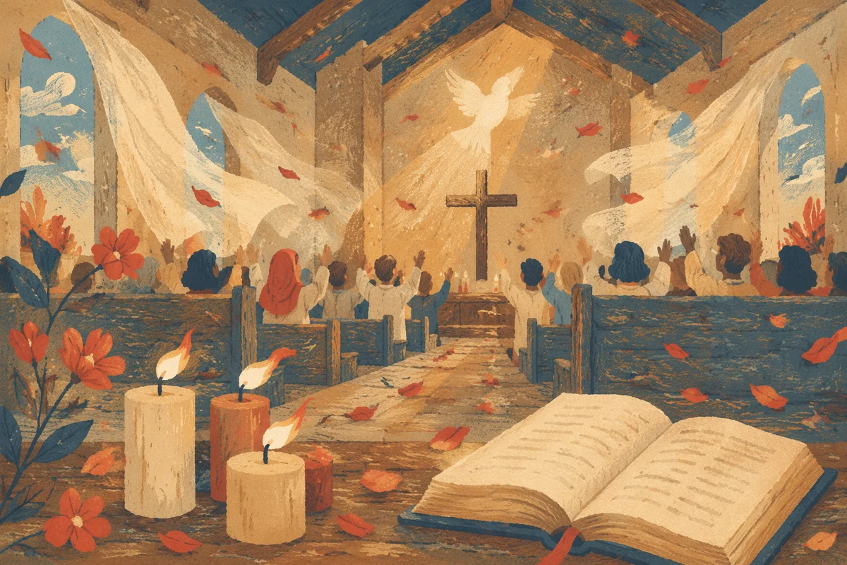 Pentecost Breeze in a Wooden Chapel
