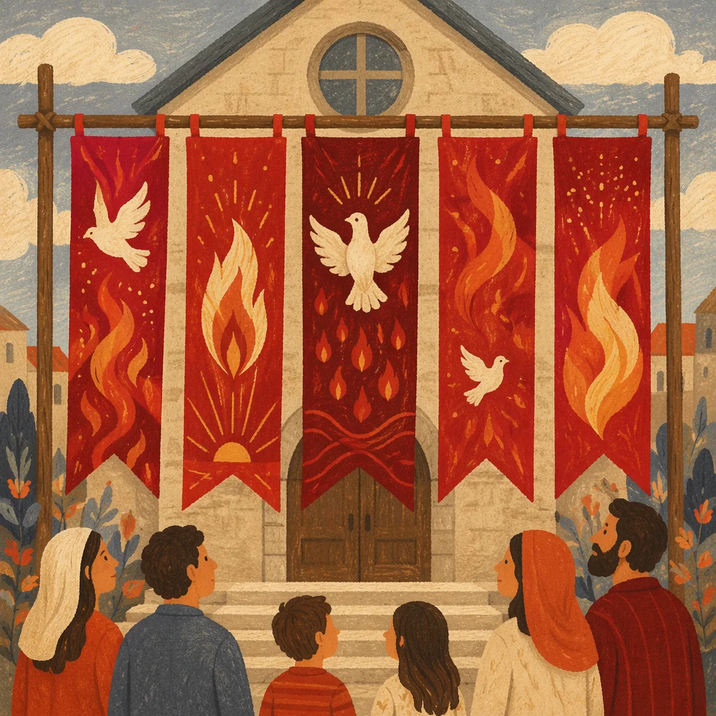Pentecost Sunday Red Church Banner Celebration