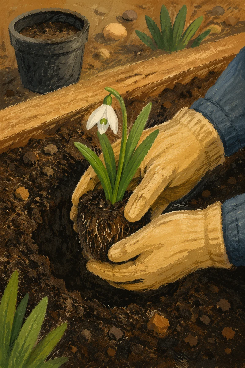 Planting Spring Seedling in Garden Soil