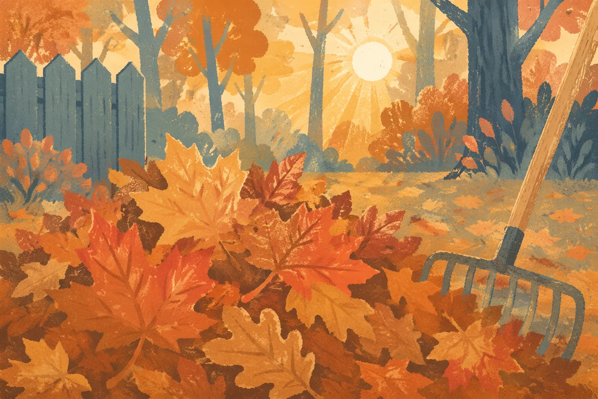 Golden Autumn Leaves in Quiet Backyard