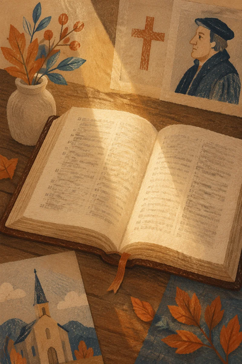 Open Bible in Golden Reformation Light
