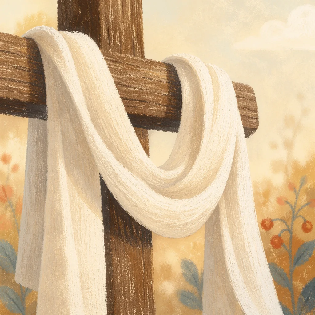 Easter Resurrection Cross With Draped White Cloth