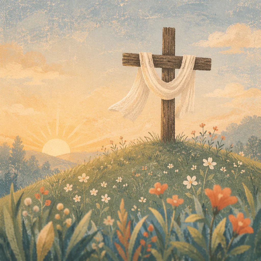 Easter Resurrection Cross With White Cloth