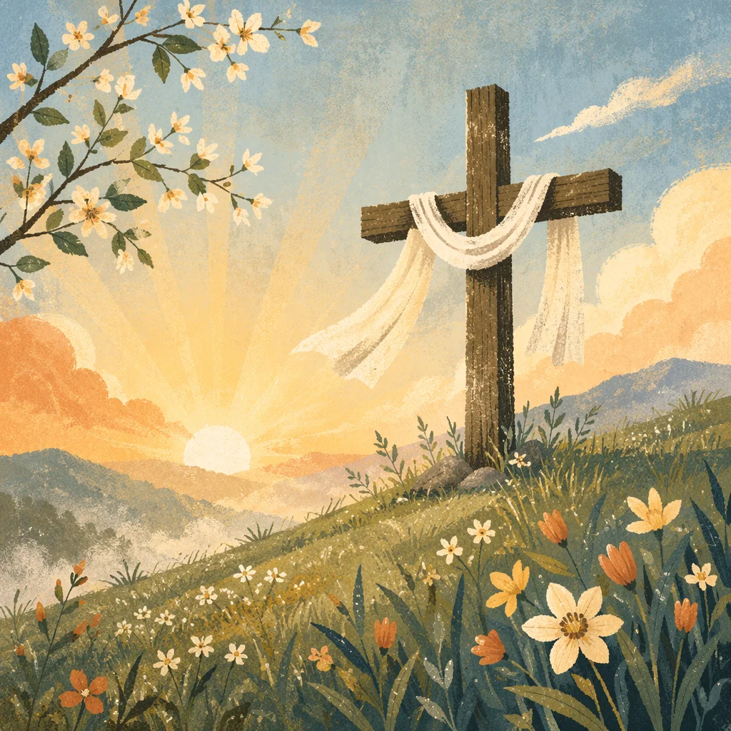 Easter Resurrection Cross at Spring Dawn