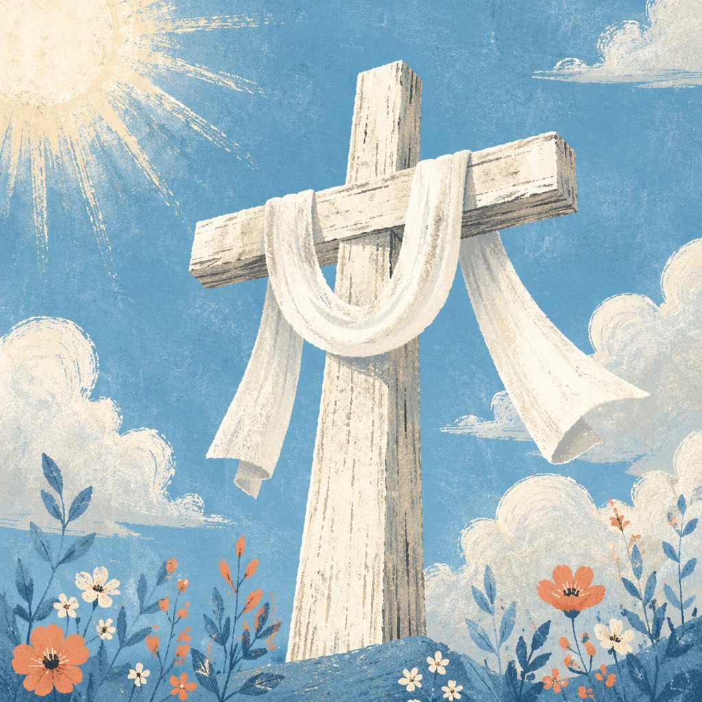 Easter Resurrection Cross With White Cloth