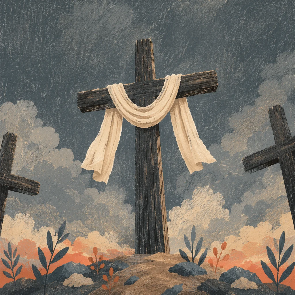 Easter Resurrection Cross With White Linen