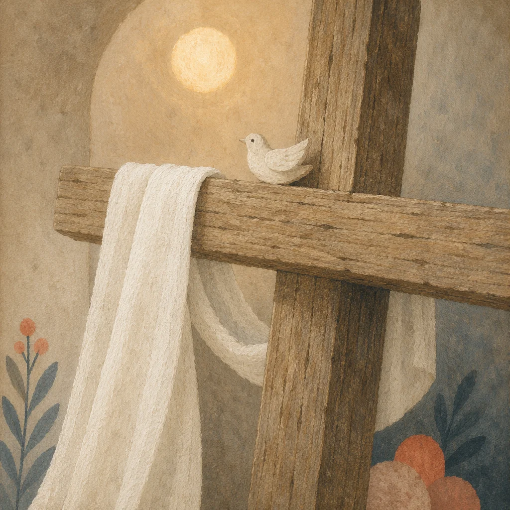 Easter Resurrection Cross with White Linen