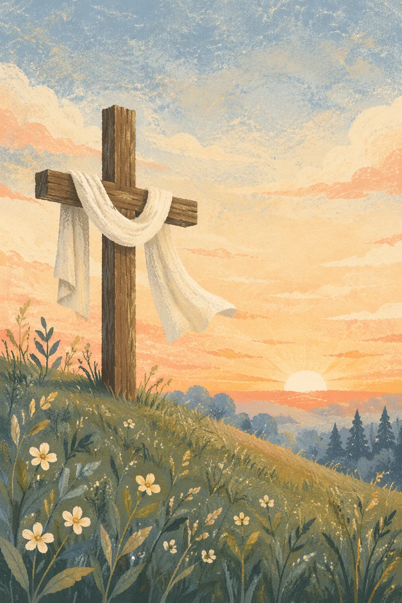 Resurrection Cross at Spring Sunrise