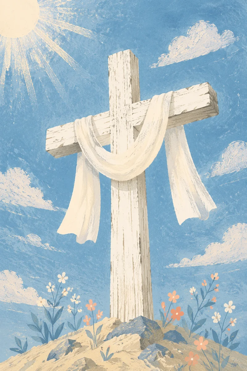 Easter Cross with Draped White Cloth