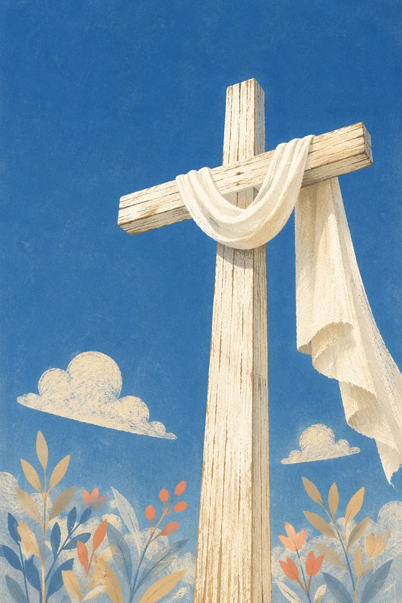 Easter Resurrection Cross with White Cloth
