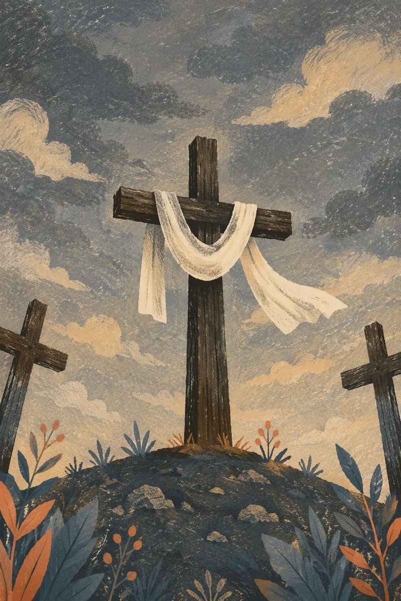 Easter Resurrection Cross with White Cloth