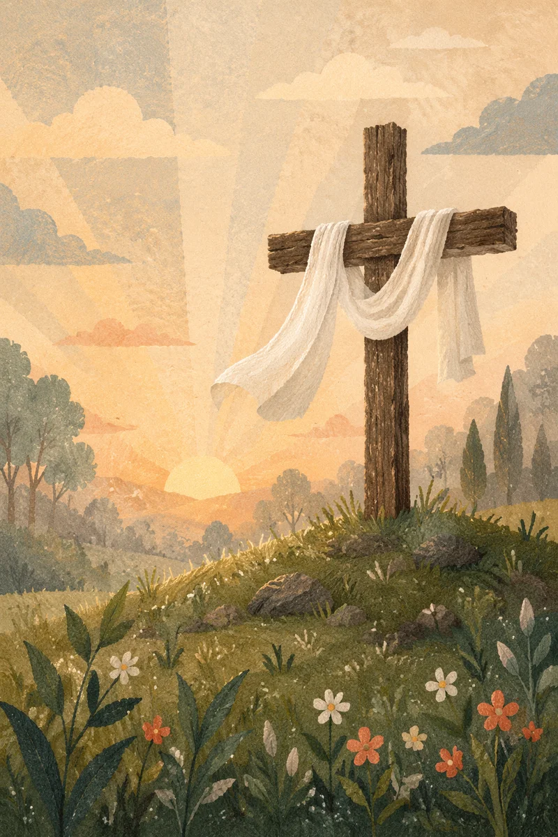 Easter Resurrection Cross with White Cloth