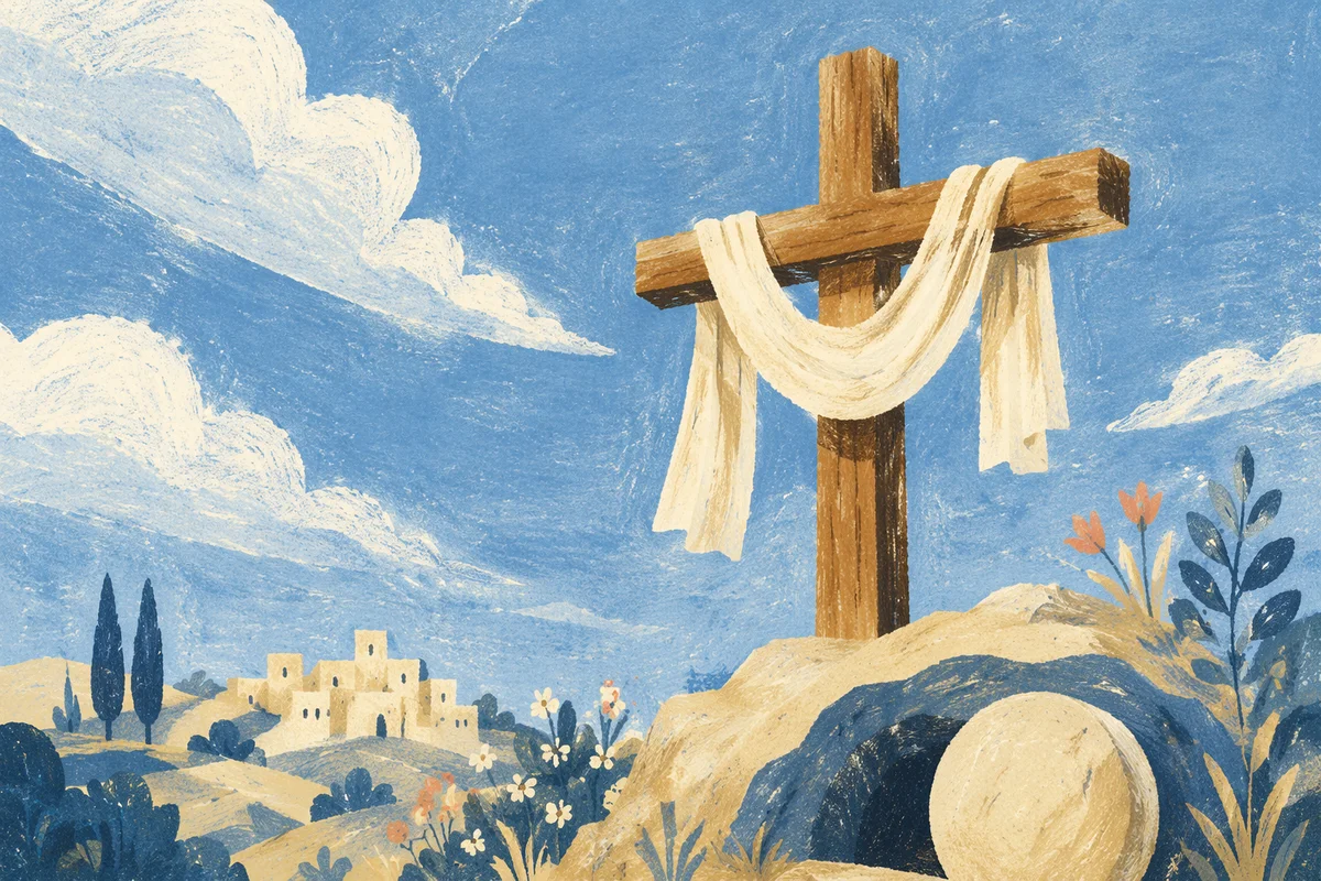 Easter Resurrection Cross With Draped White Cloth