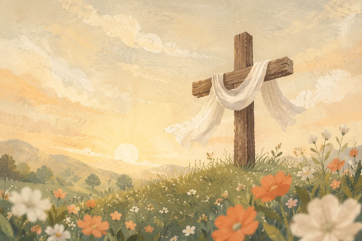 Easter Sunrise Cross With White Cloth