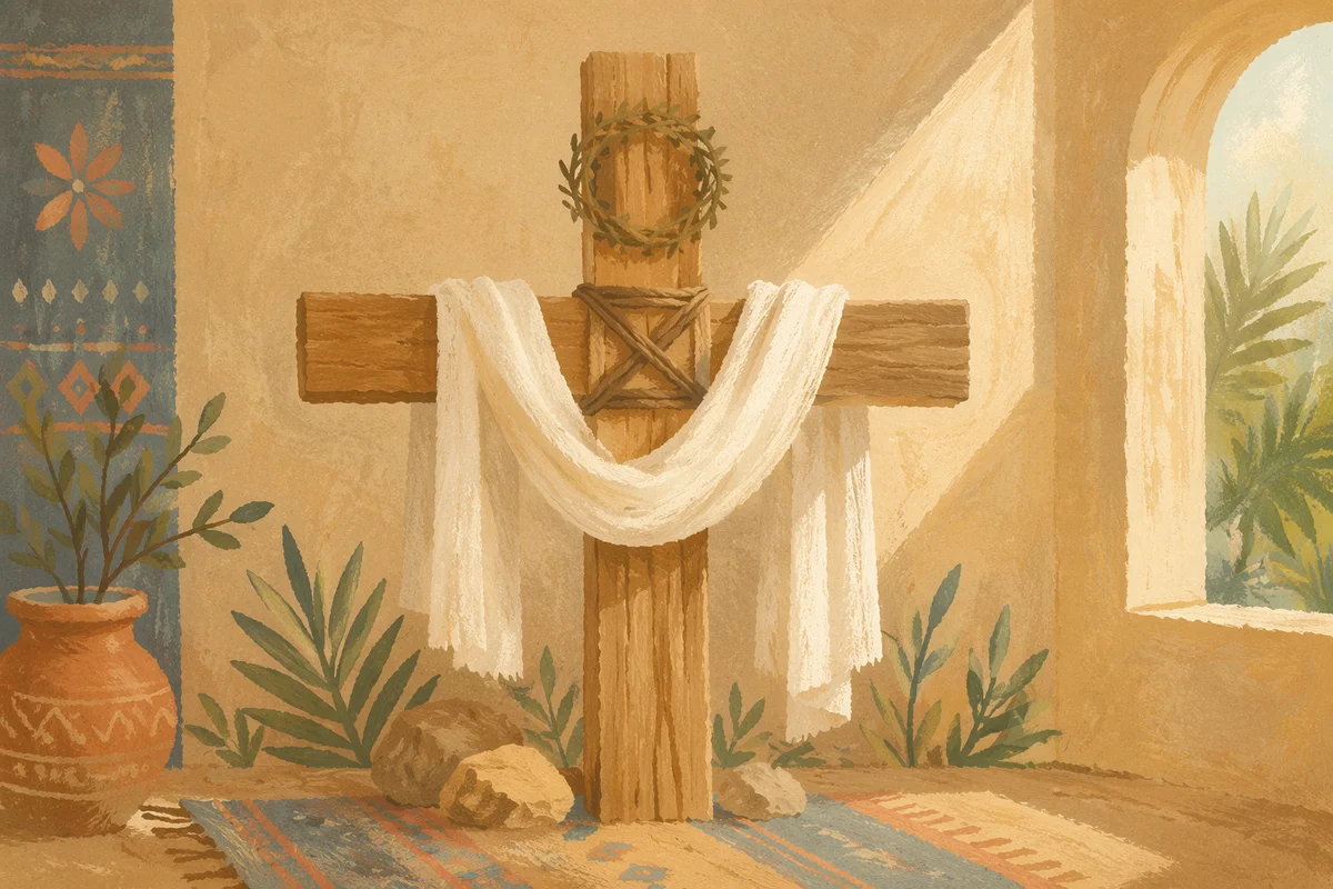 Easter Resurrection Cross with White Linen