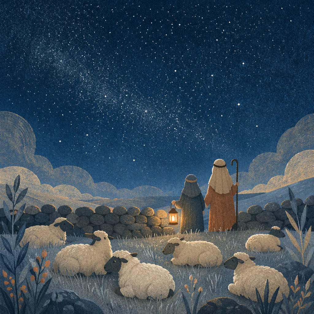 Shepherds Field Under Winter Night Stars