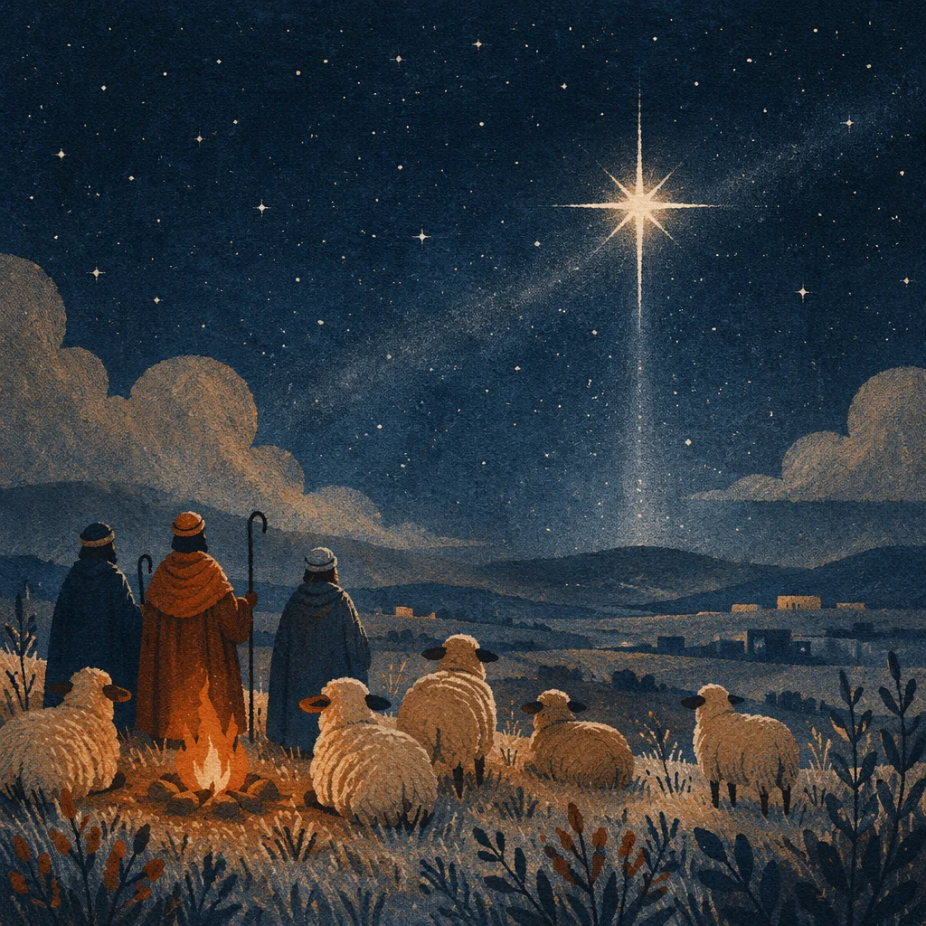 Shepherds Beneath Advent Starry Night