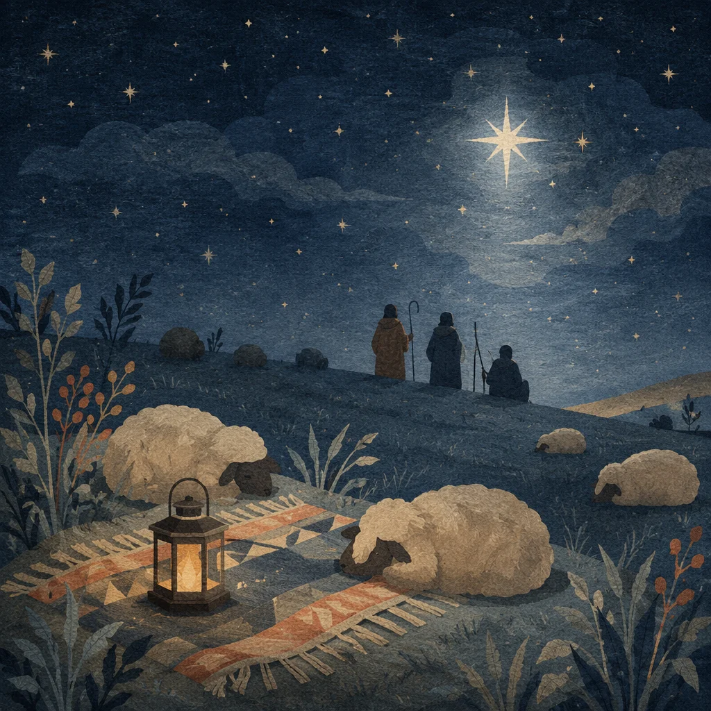 Shepherds Field Beneath a Bright Christmas Star