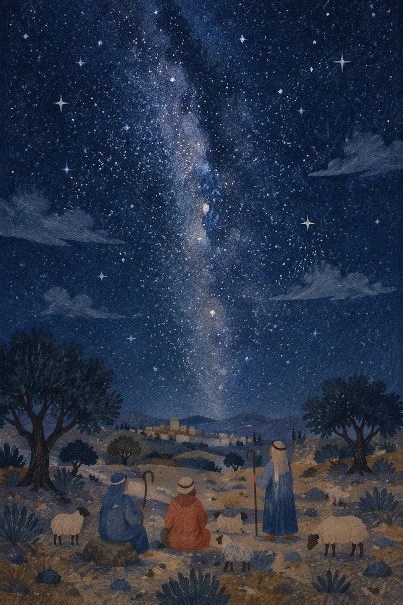 Shepherds Field Under Winter Stars
