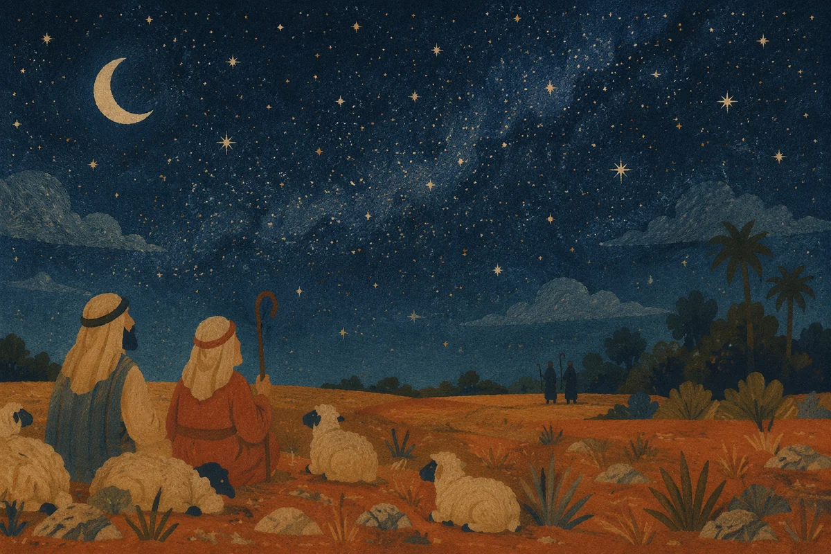 Shepherds Field Under Starry Christmas Night