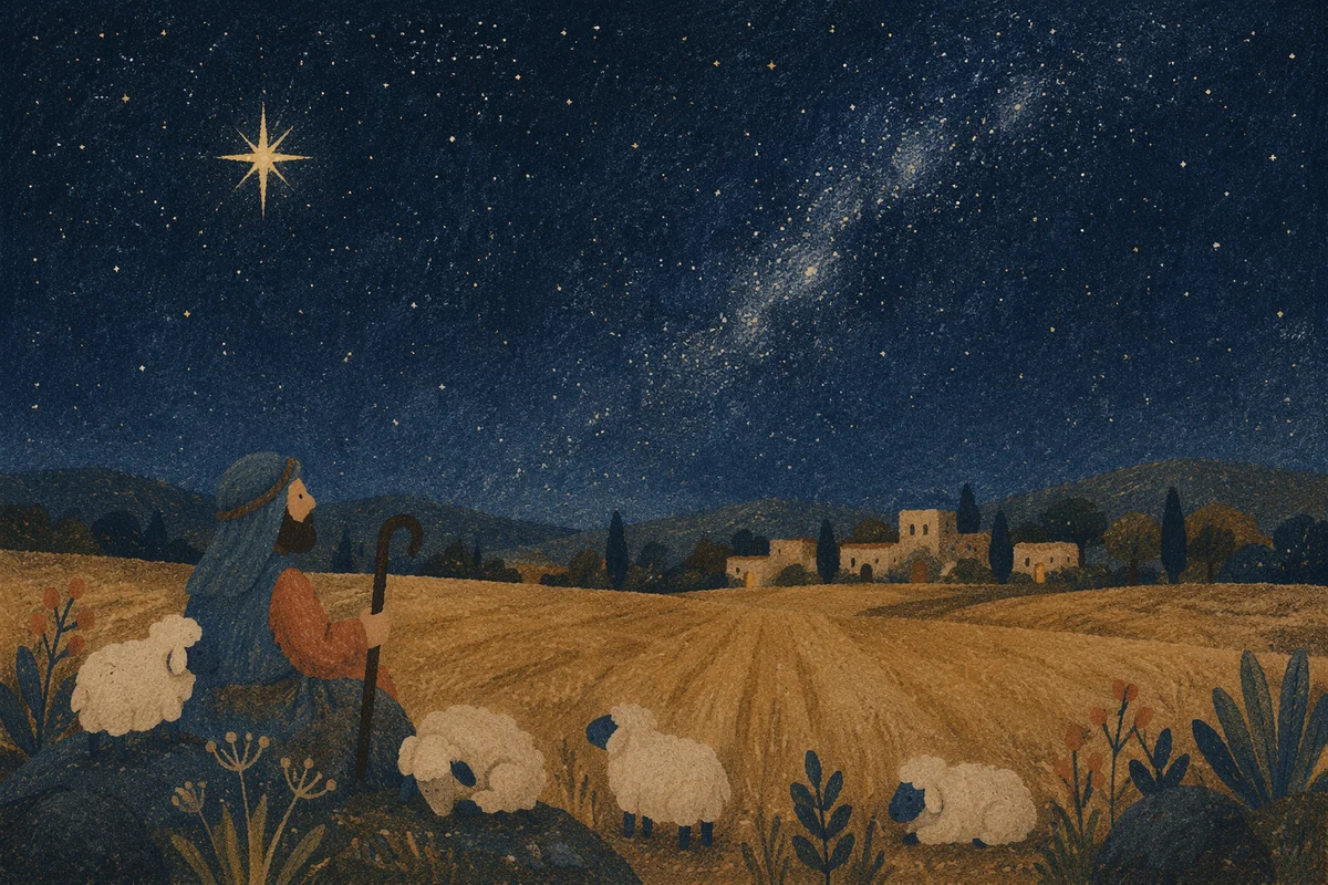 Shepherds Field Under Winter Night Stars