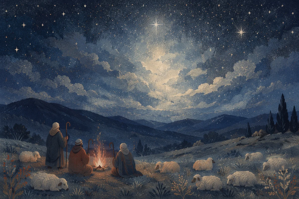 Shepherds Beneath a Winter Starry Sky