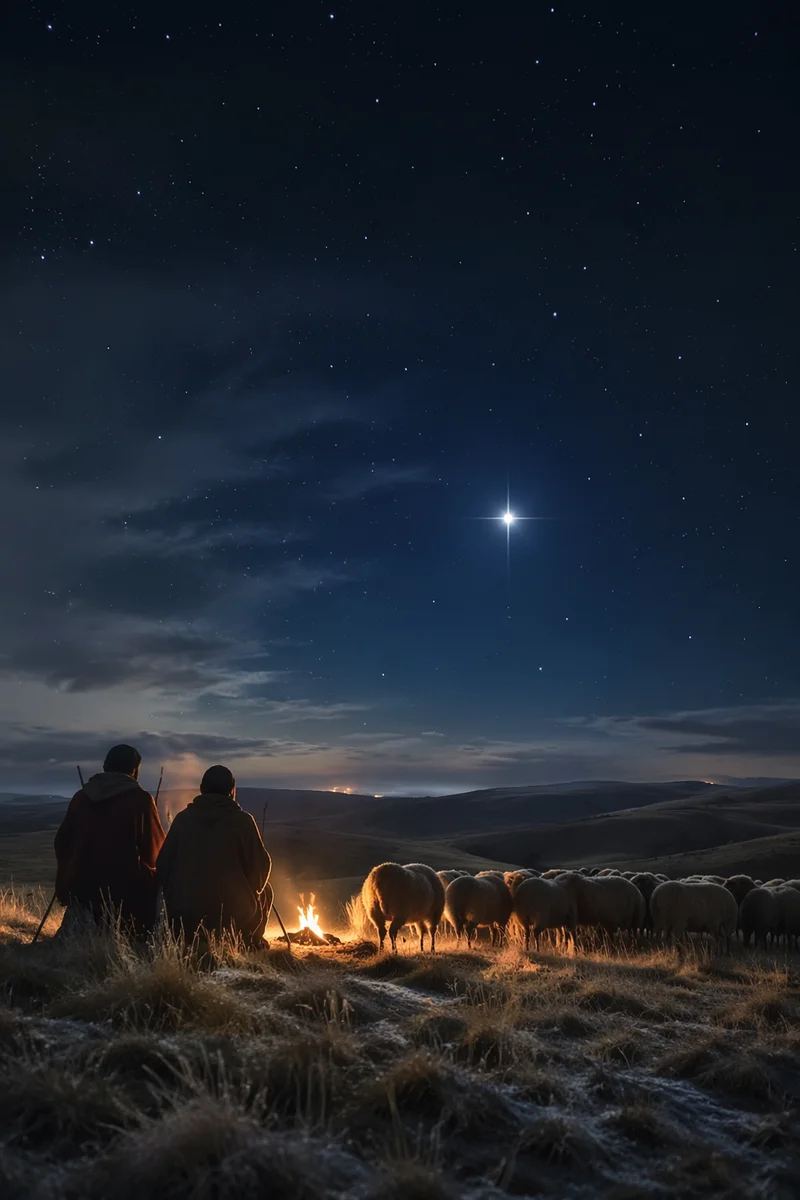 Shepherds Beneath the Advent Starry Night