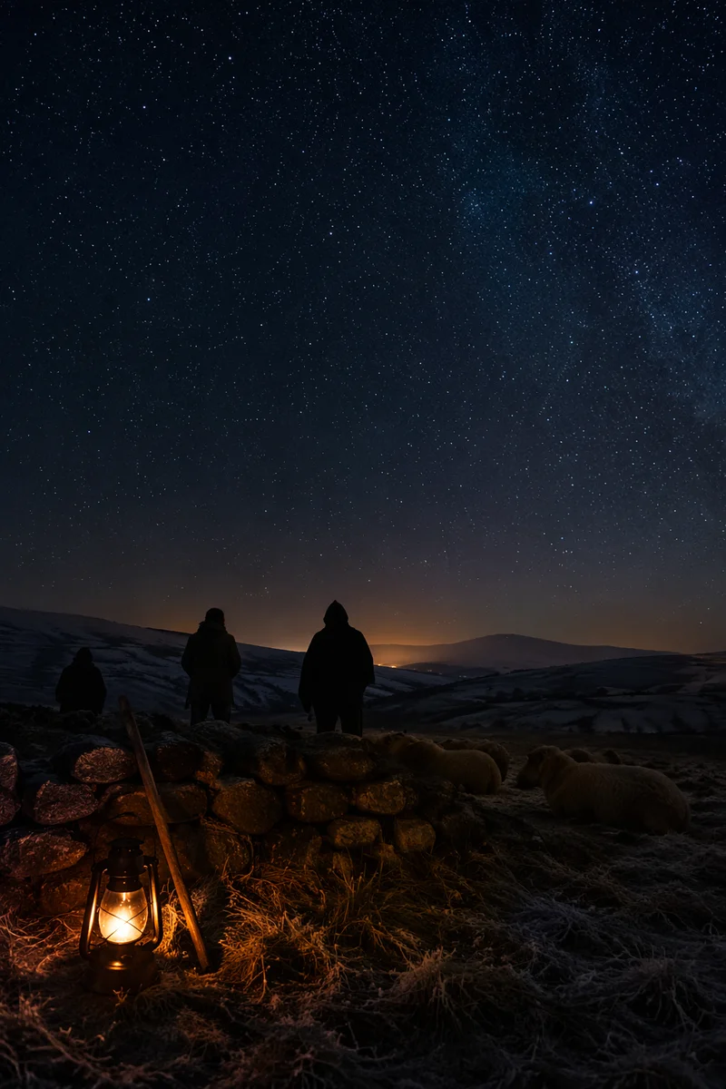 Shepherds Under Winter Bethlehem Stars