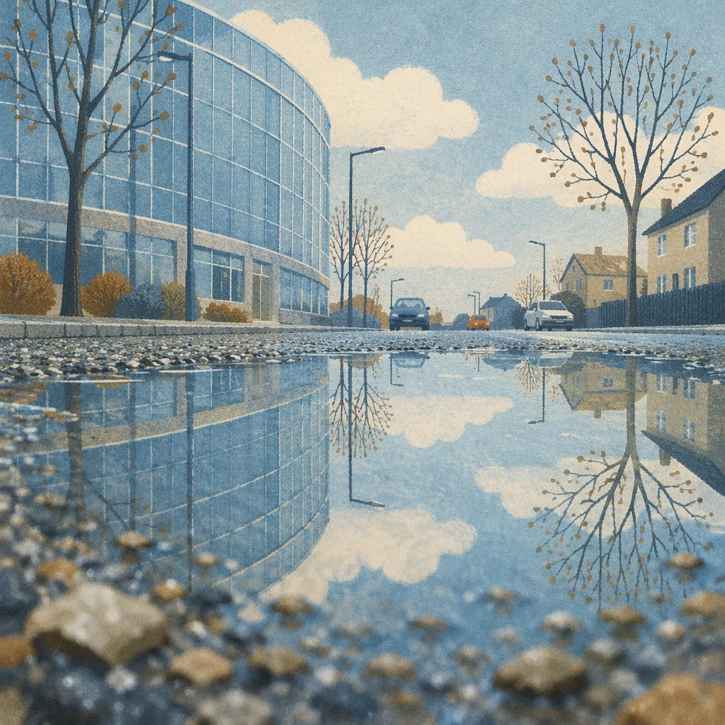 Spring Rain Puddle Sky Reflection