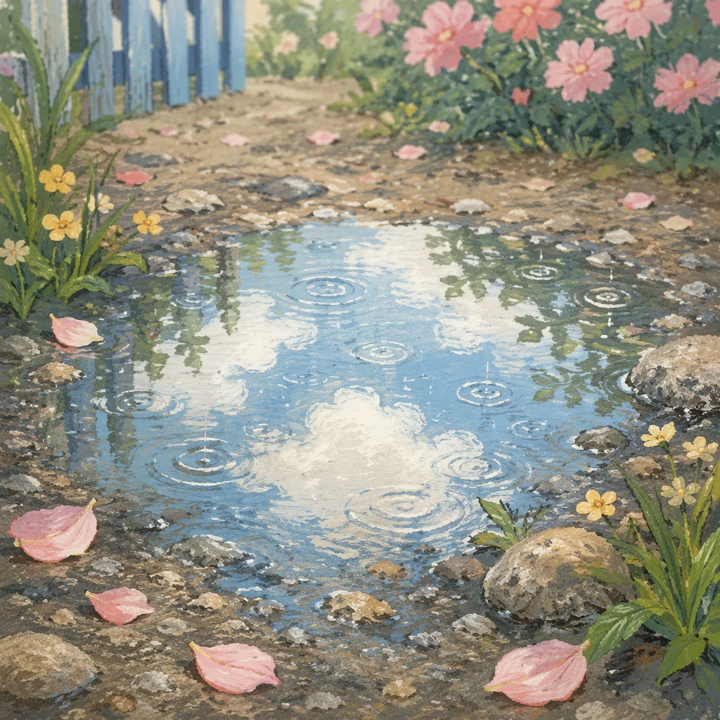 Spring Rain Puddle Sky Reflection