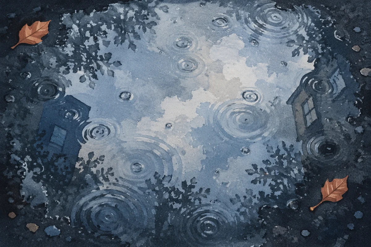 Spring Rain Puddle Sky Reflection