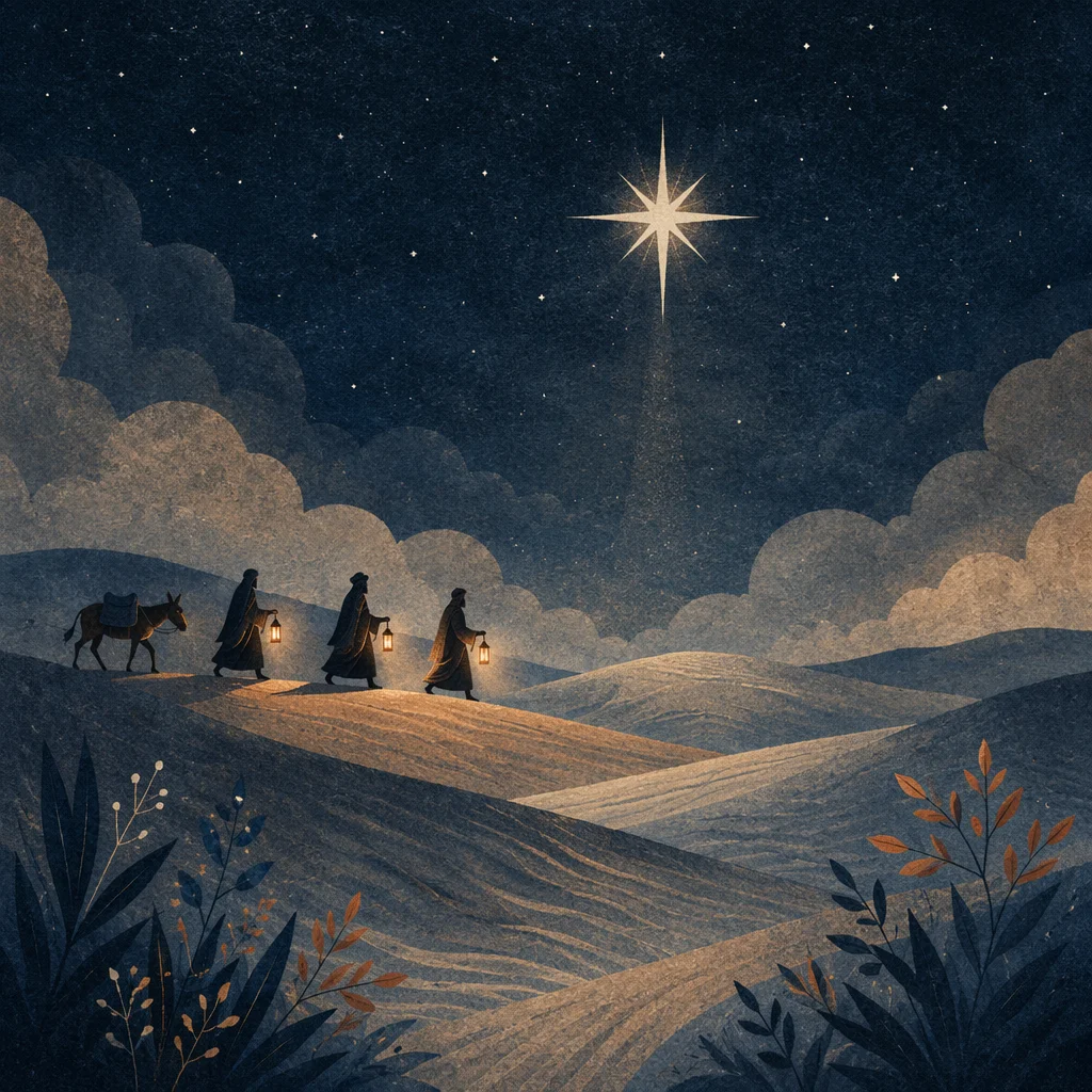 Star of Bethlehem Over Desert Journey