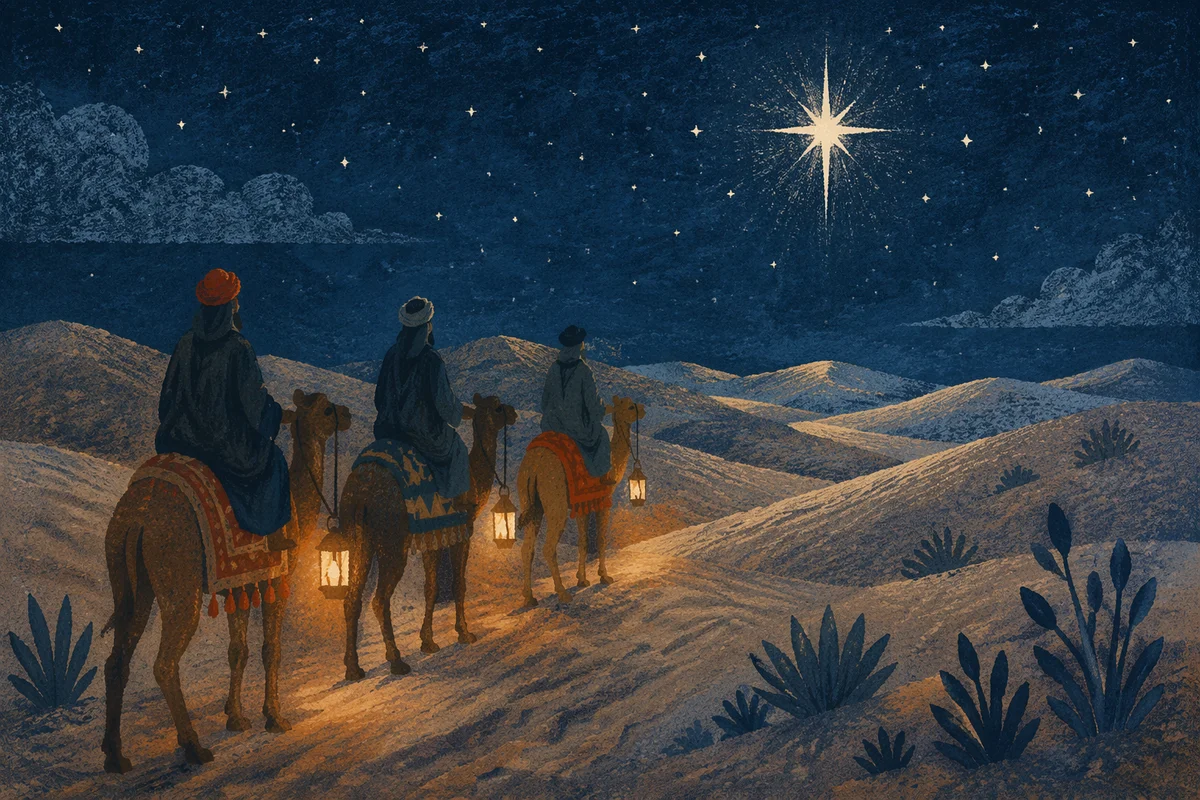 Star of Bethlehem Over Desert Travelers