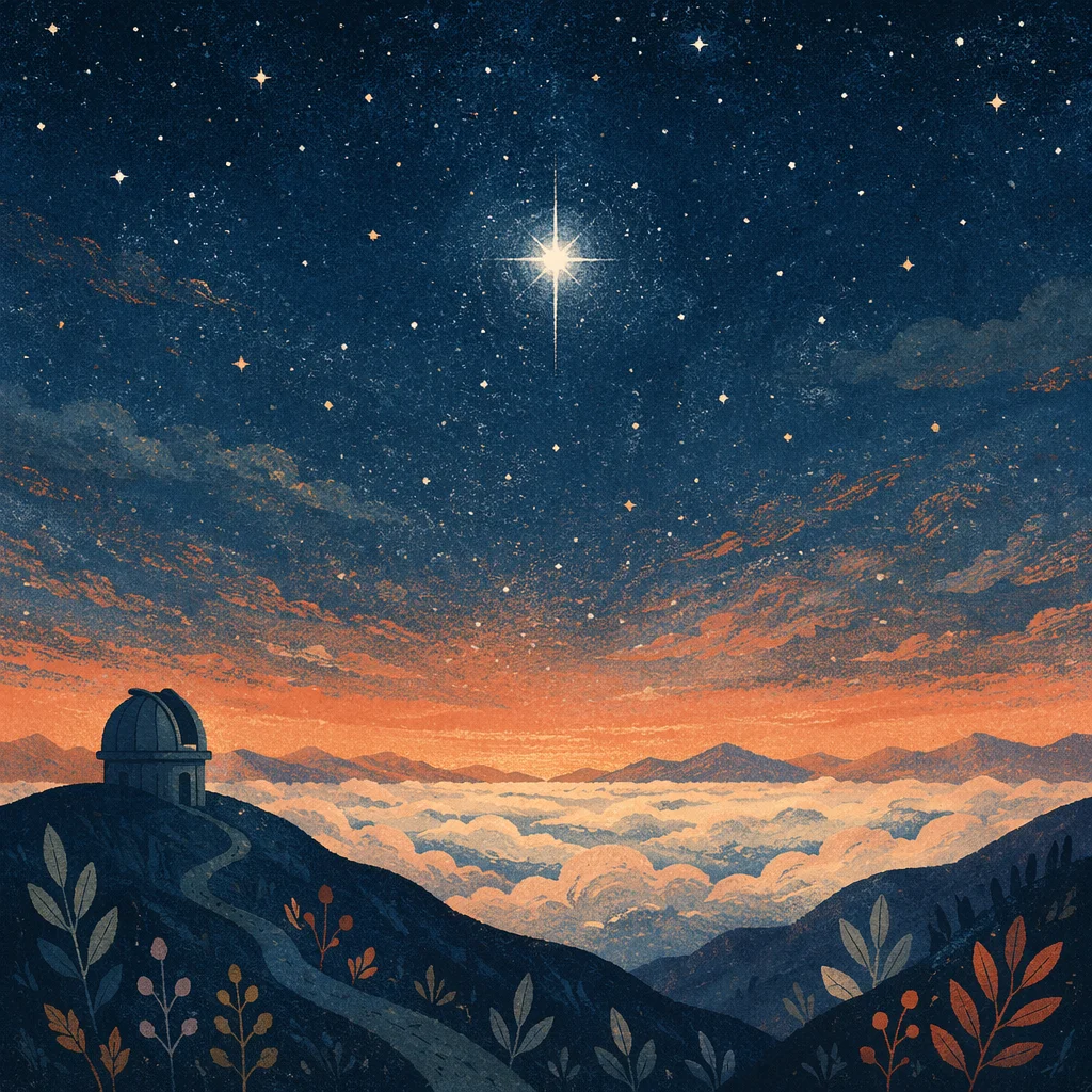 Radiant Bethlehem Star Over Mountain Observatory