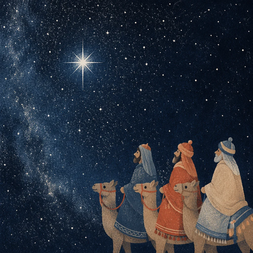 Radiant Bethlehem Star in Winter Night Sky