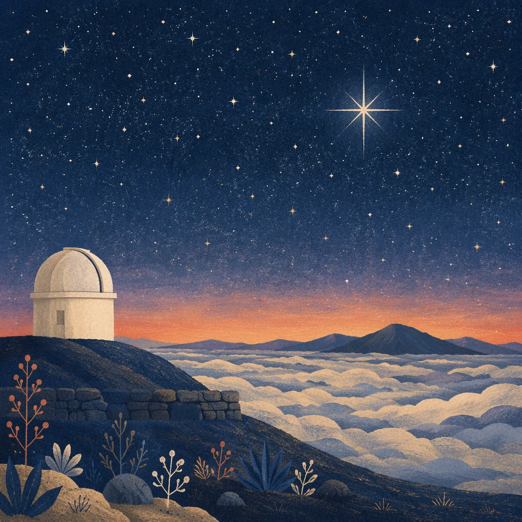 Radiant Bethlehem Star Over Mountain Observatory