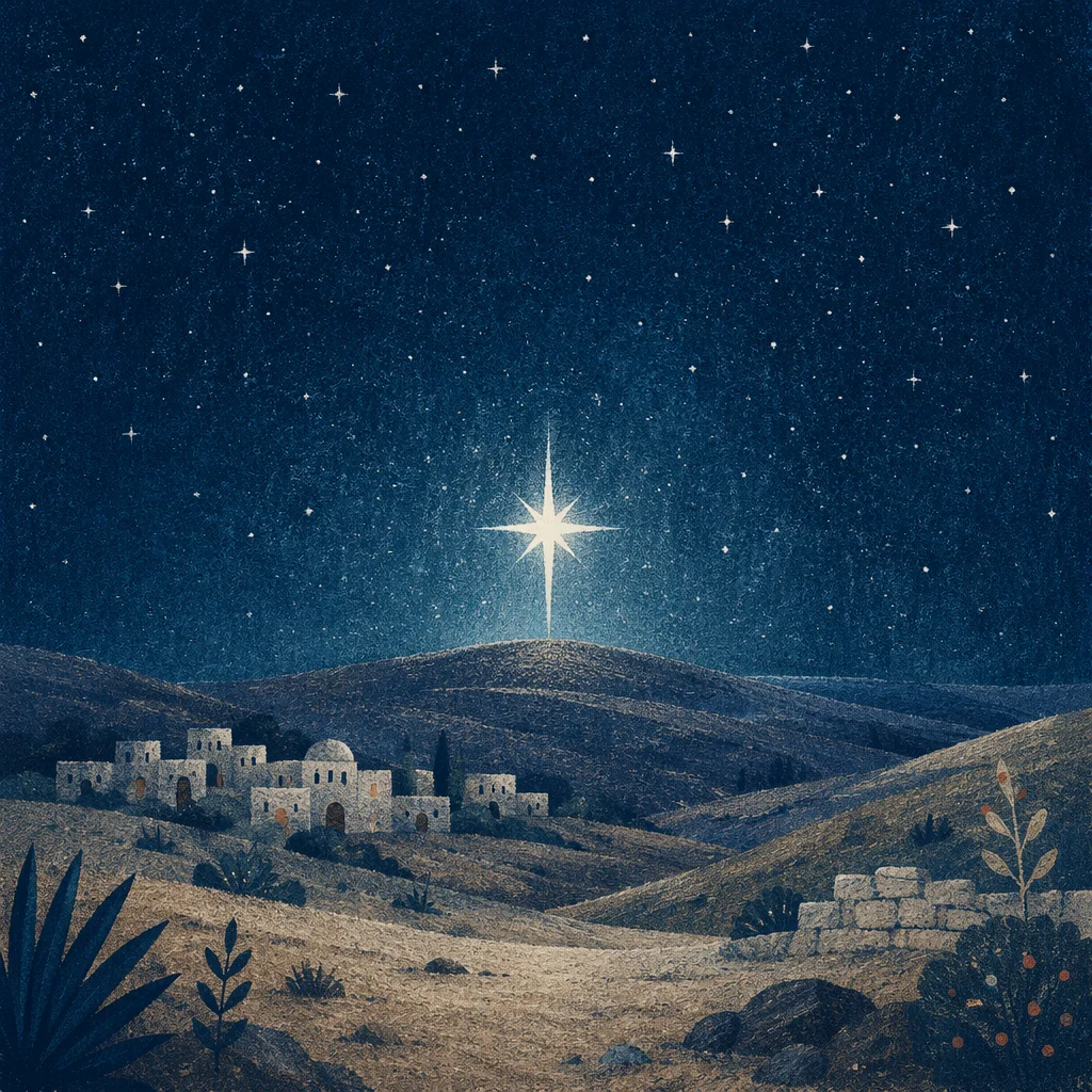 Star of Bethlehem Over Desert Hills
