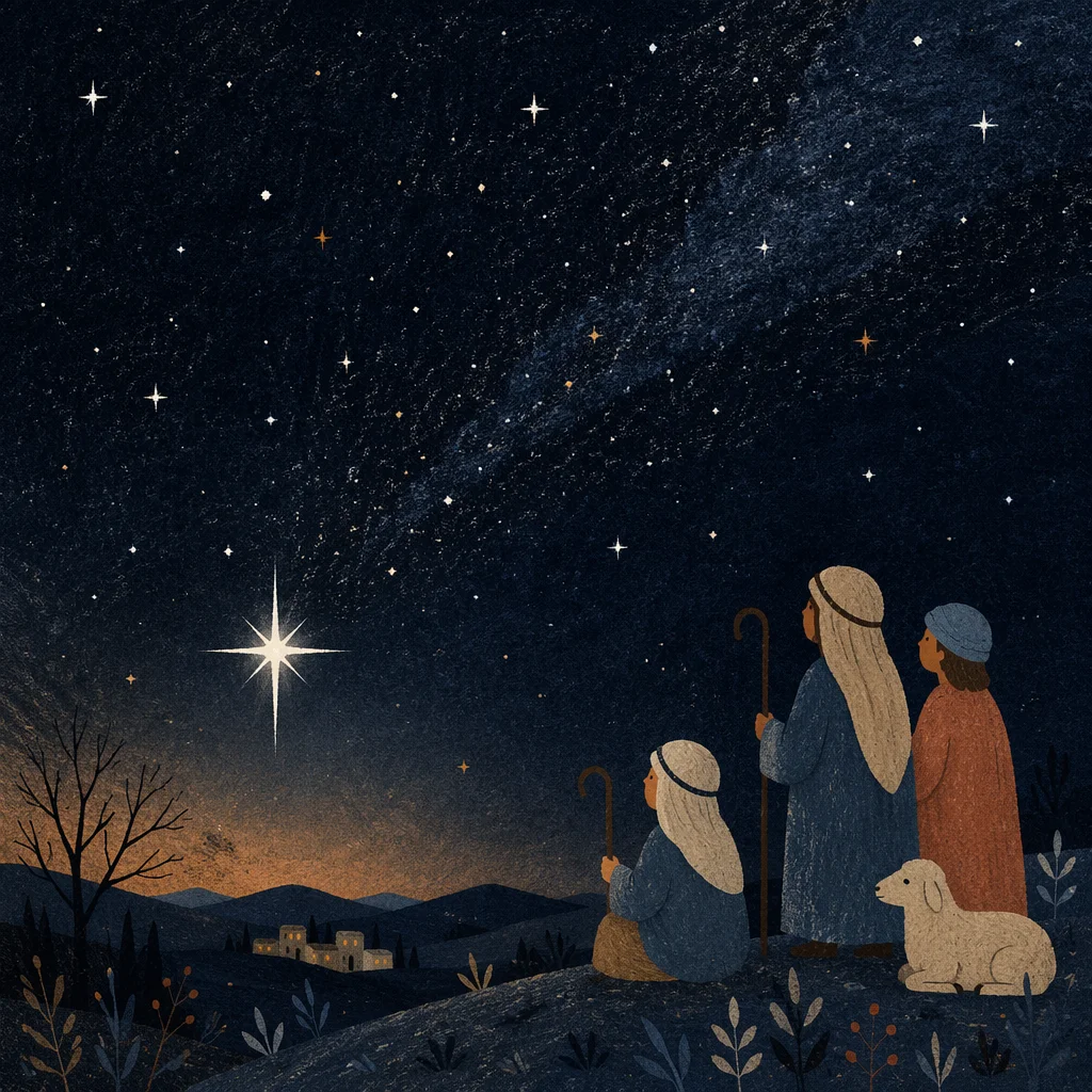 Star of Bethlehem Over Winter Night Sky