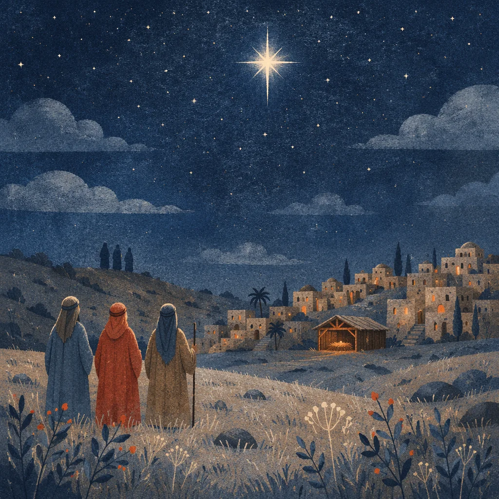 Star of Bethlehem Over Winter Village