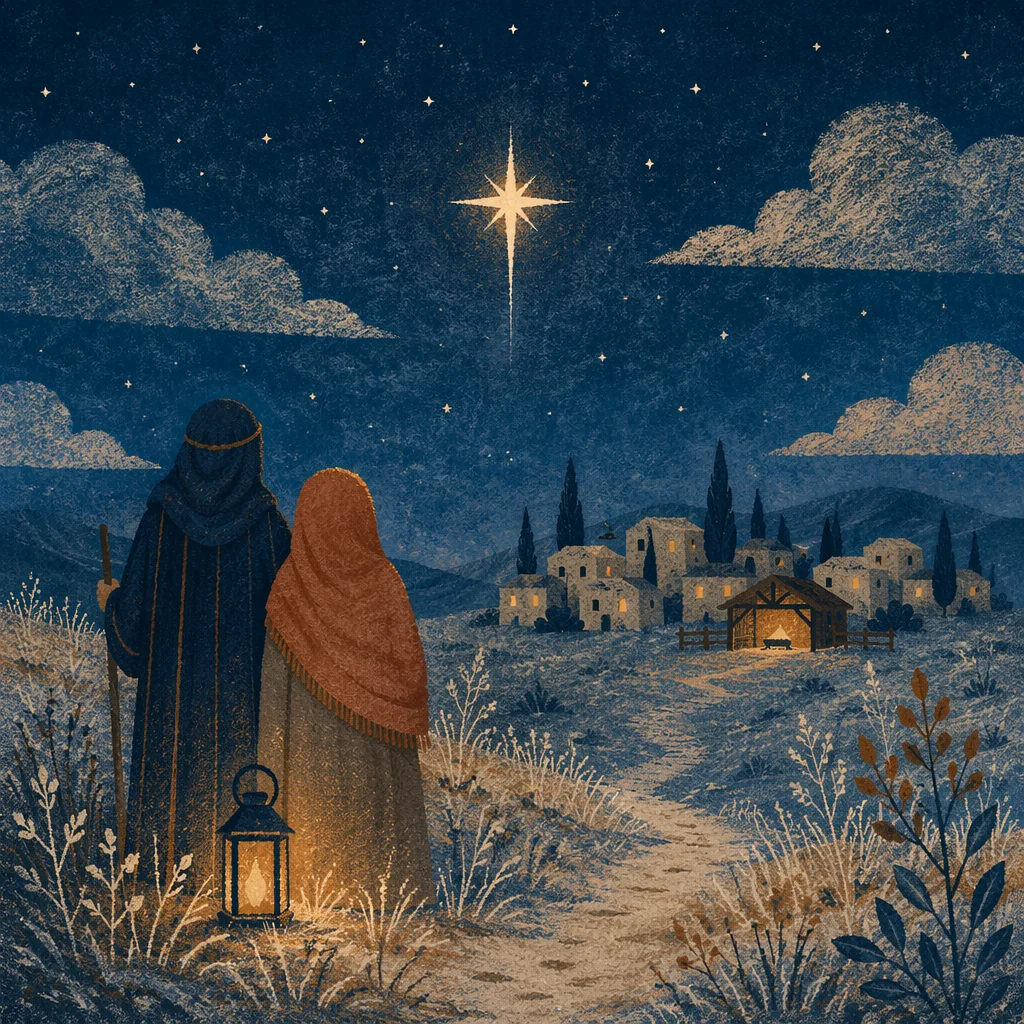 Star of Bethlehem Over Winter Hillside