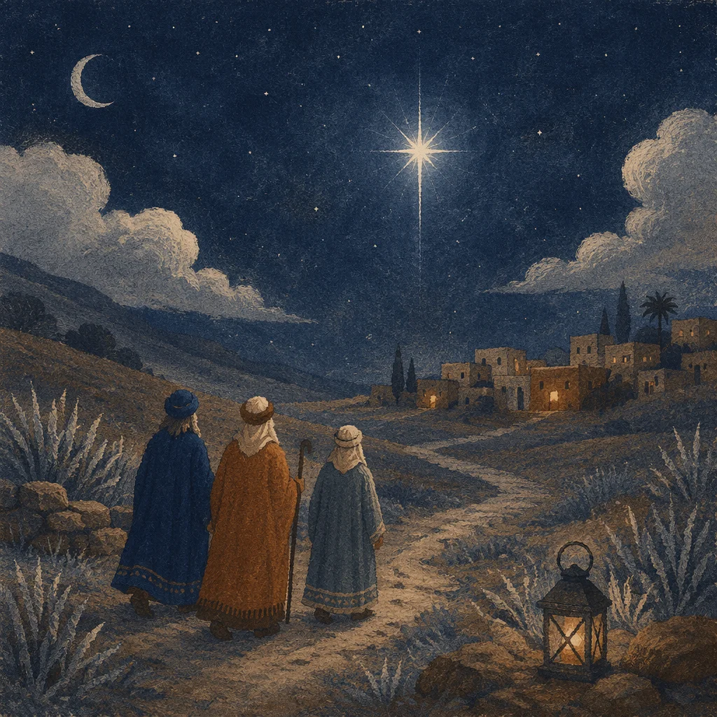 Star of Bethlehem Over Winter Hillside