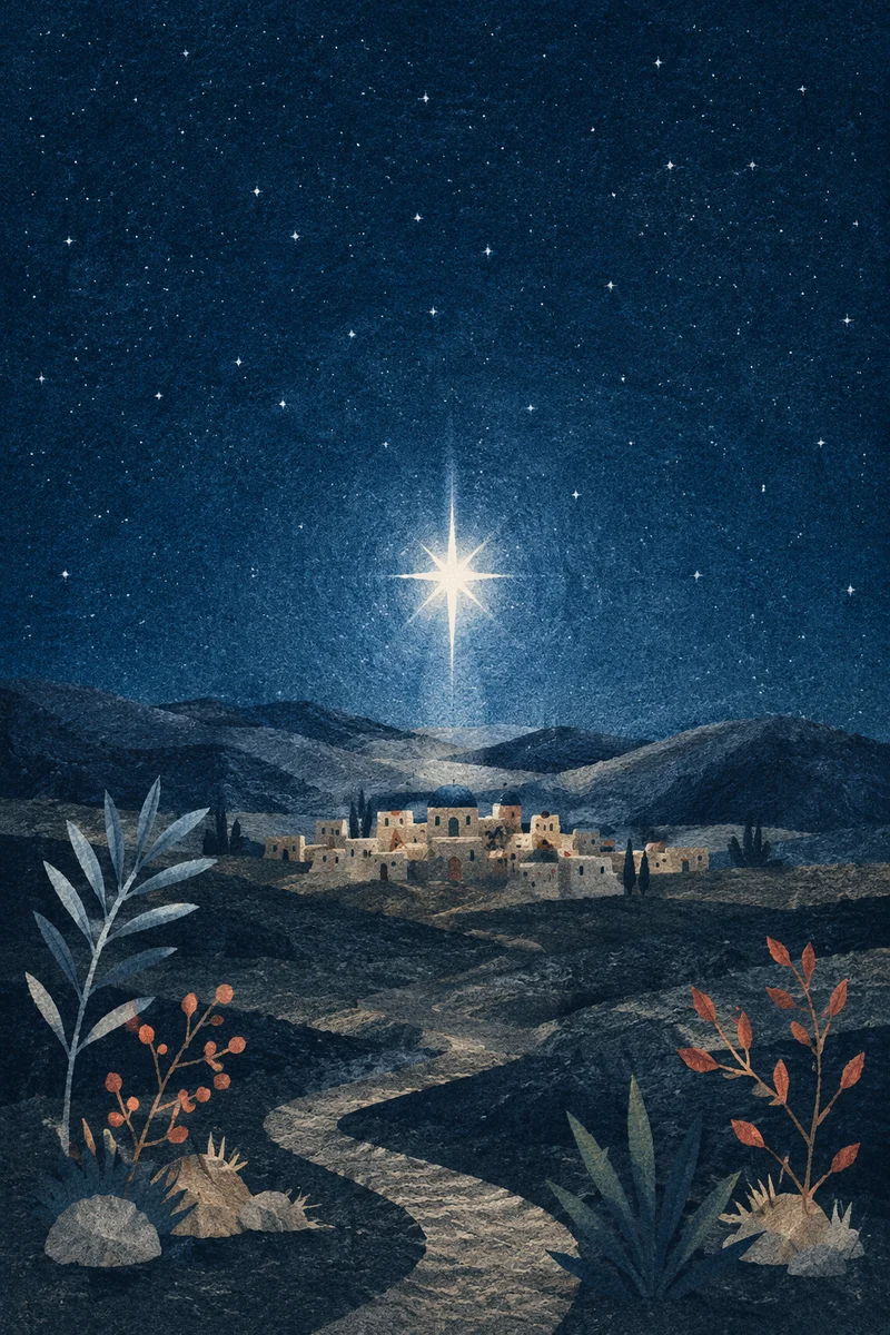 Star of Bethlehem Over Desert Hills