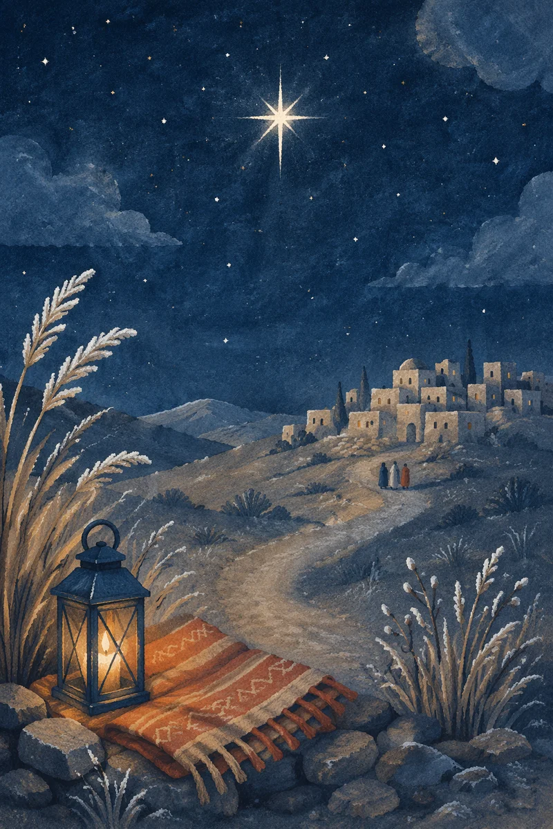 Star of Bethlehem Over Winter Hillside